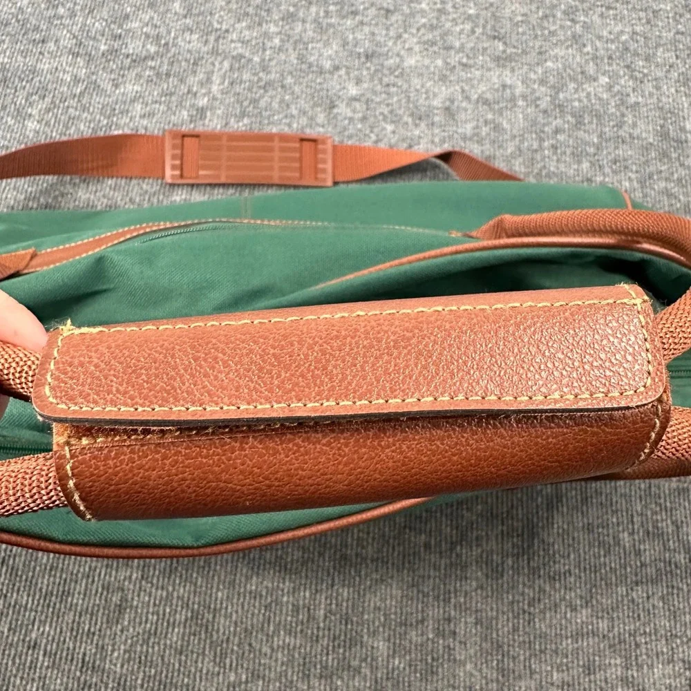 Ralph Lauren Weekender Duffle Bag Large Canvas Faux Leather Green Vintage Travel
